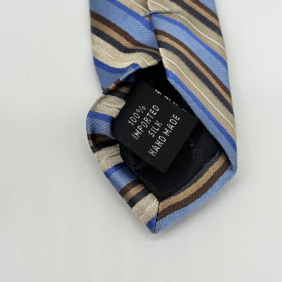 Lot of 2 Silk Ties Claiborne Blue Tan‎ Striped Chaps Red Navy Plaid - Picture 7 of 10